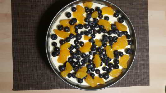 Backidee für Kuchen mit Blaubeeren und Mandarinen